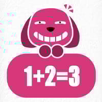 Smiling dog with 1+2=3 equation